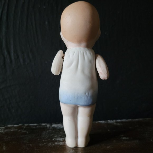 Vintage Nippon Bisque Baby Boy with Jointed Arms, Small Bisque Boy Doll - Picture 3 of 8
